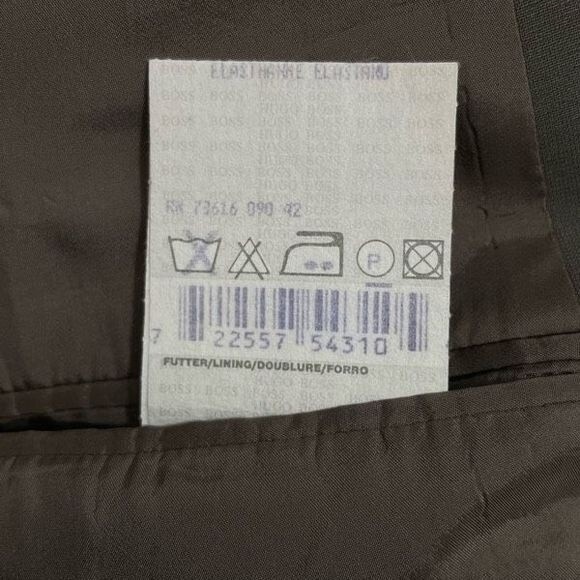 Hugo Boss‎ Mens Blazer Wool Suit Jacket Formal Padded Shoulder Brown Size 42R - Picture 9 of 9